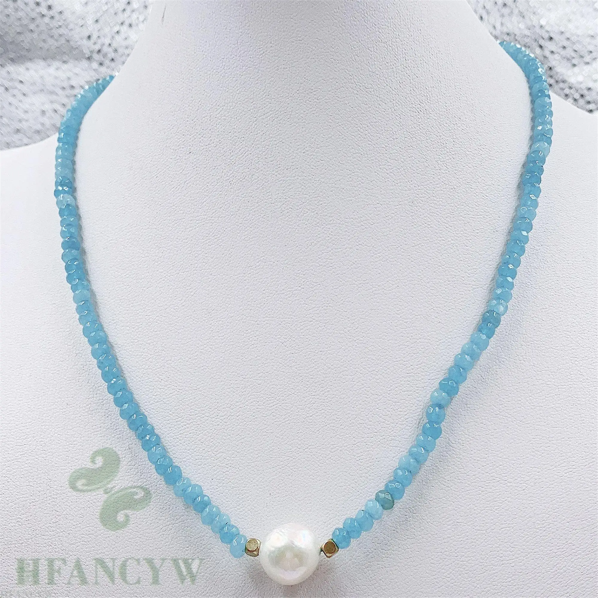 12x13 мм белая жемчужная подвеска в стиле барокко аквамариновое ожерелье 18 дюймов