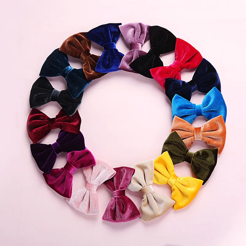 

Baby Bows Hair Accessories Velvet Girls Solid Color Hair Clip Toddler Spring Hairpin For Children Korean Barrette Kids Hairgrips