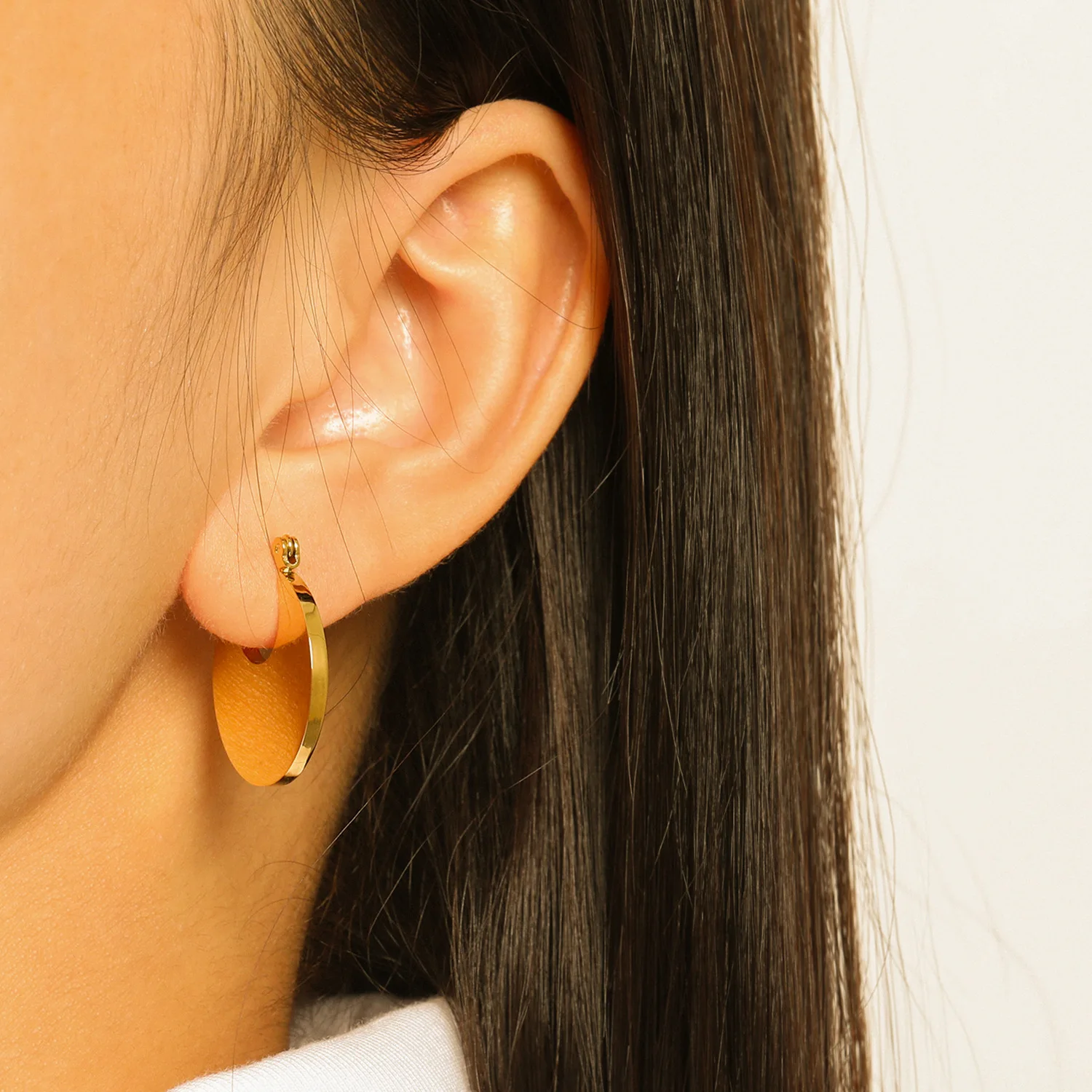 

18K Gold Plating 316L Stainless Steel Huggie Hoop Earrings For Women Shiny Smooth Round Circle Geometric Earrings Jewelry