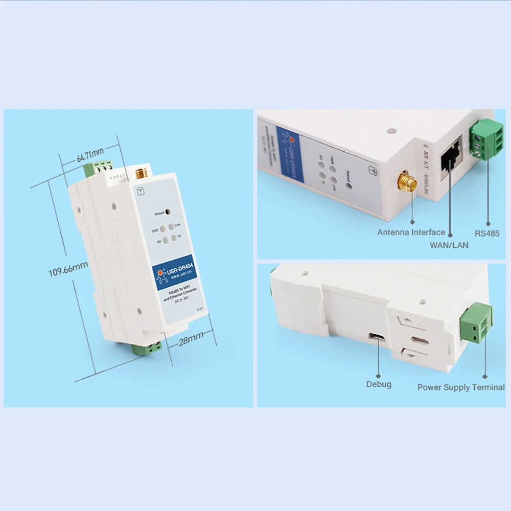 Последовательный порт RS485 Din Rail для Wi Fi Ethernet последовательное устройство