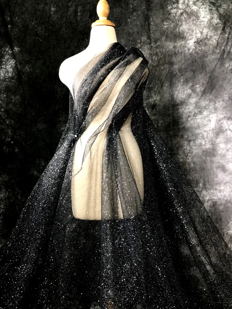 Специальное черное блестящее Сетчатое дизайнерское платье с блестками одежда