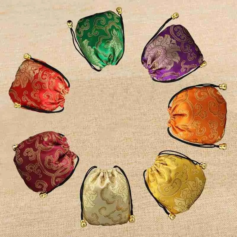 

Chinese Wind Auspicious Cloud Brocade Bag Handmade Reusable Drawstring Storage Birthday Party Gift Jewelry Bag