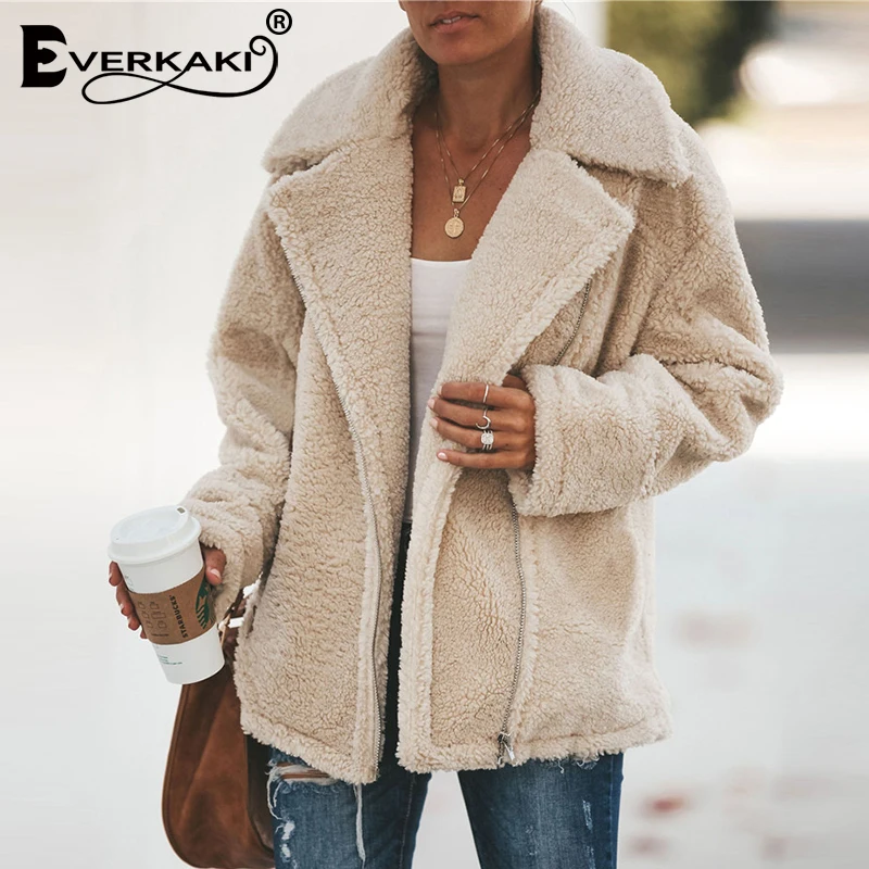 Everkaki Boho бархатное пальто куртки женские на молнии зимние толстые модные