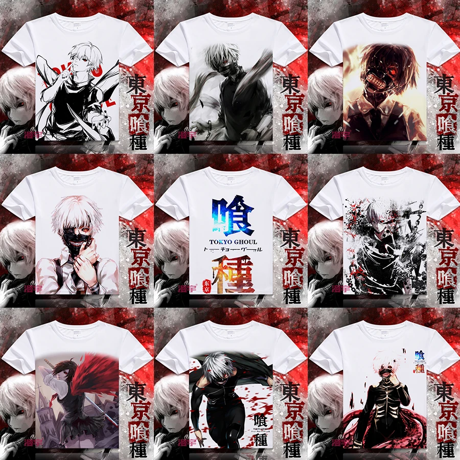 Токийский Гуль косплей Футболка Кен канеки японское аниме мультфильм Печатные