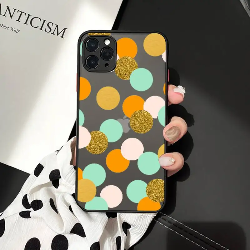 

Cartoon cute wave dots color Phone Cases Matte Transparent for iPhone 7 8 11 12 s mini pro X XS XR MAX Plus cover funda