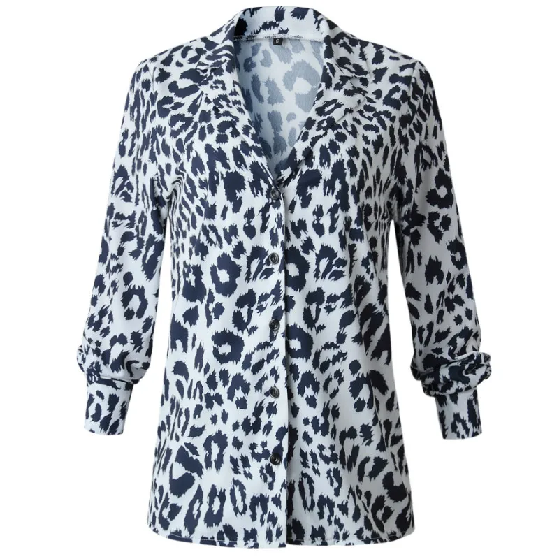 

Plus Size 3XL Women Blouses Leopard Dot Printed Shirts Elegant Office Lady Turn Down Collar Long Sleeve Blusas Streetwear G1223