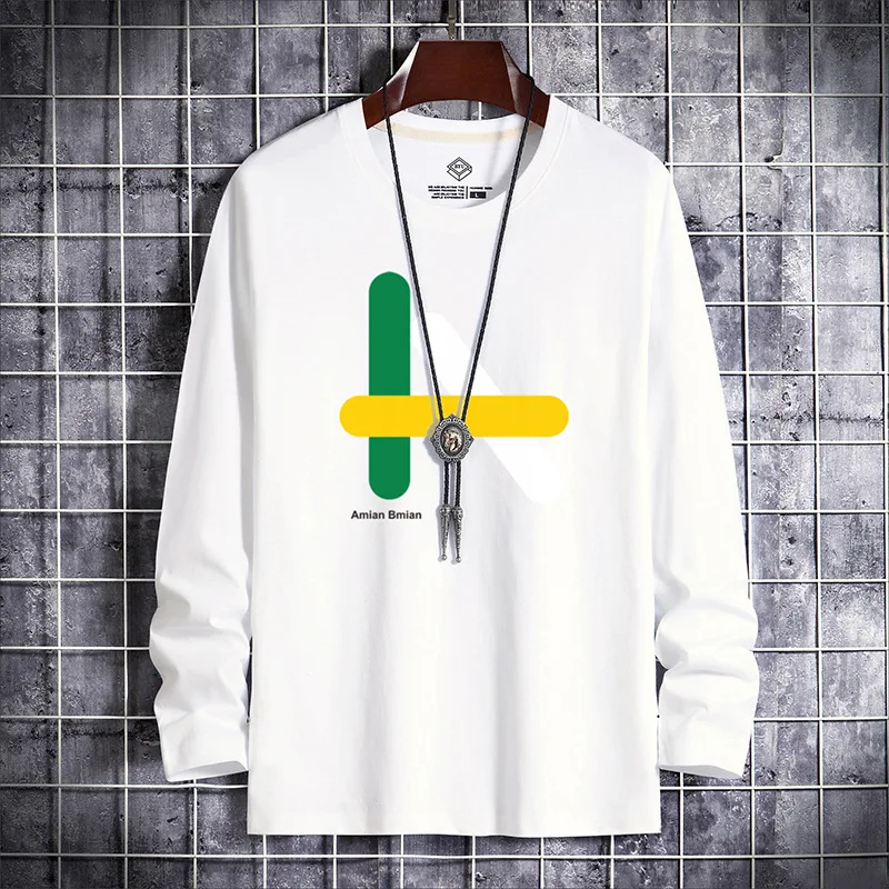 

Футболка мужская оверсайз с круглым вырезом и длинным рукавом, модный топ в полоску с графическим принтом, Повседневная Уличная одежда для мальчиков, 6XL, весна-осень