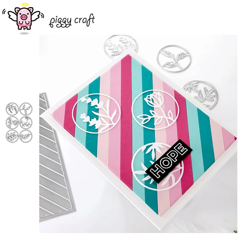 

Piggy Craft metal cutting dies cut die mold 6Pcs Flower leaf circle Scrapbook paper craft knife mould blade punch stencils dies