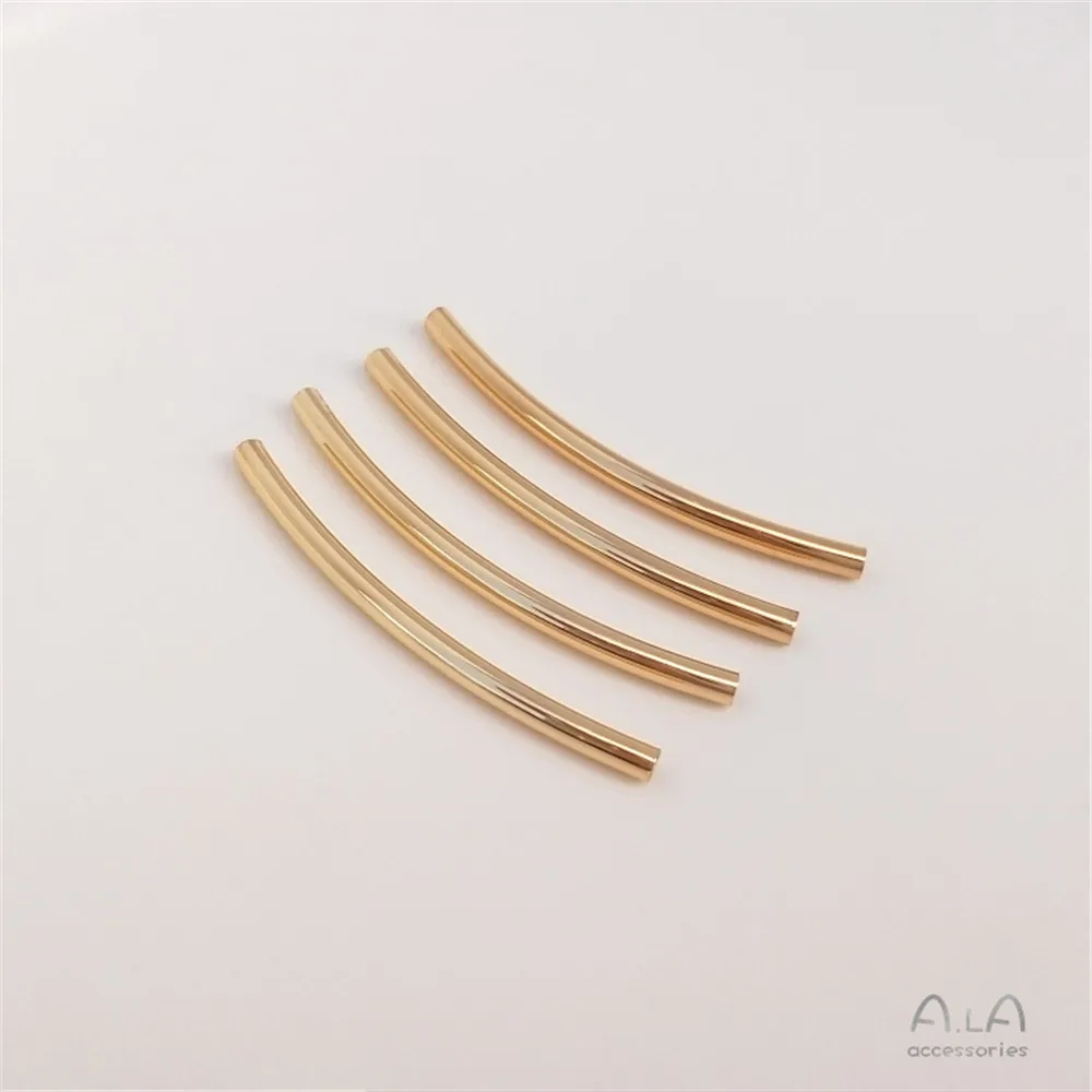 

14K Gold Filled Plated Brass Smooth Curved Pipe Bright Long Round Pipe Head Accessories DIY Bracelet Accessories Material