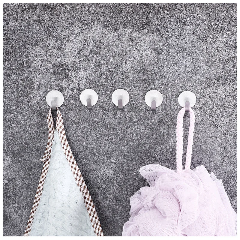 

10pcs Metal Non-perforated Strong Load Bearing Hooks Self Adhesive for Bathroom Kitchen Key Shower Ball Hanging Clothing Hanger