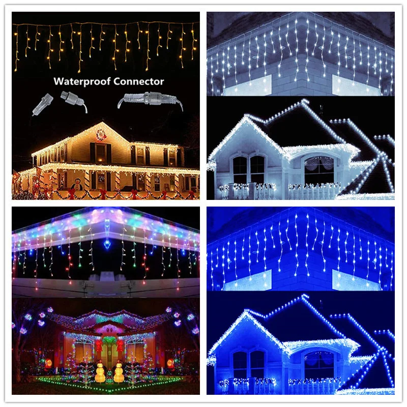 

Garlands for New Year 2022 Cristmas Decoration Festoon Led Icicle Curtain Lights Droop 0.5/0.6/0.7M for Xmas Eaves Outdoor Decor