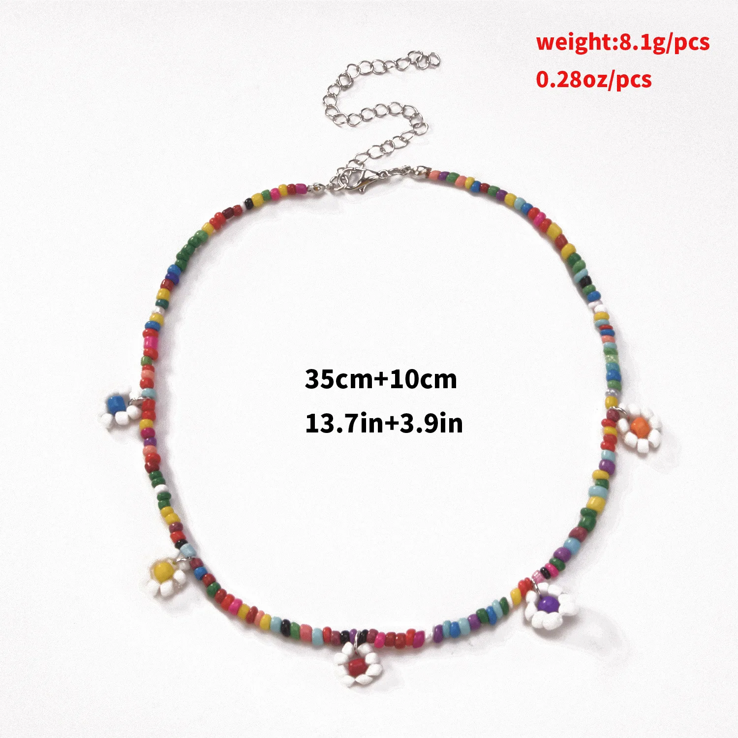 

TAUAM New Korea Lovely Daisy Flowers Colorful Beaded Charm Statement Short Choker Necklace for Women Vacation Jewelry 2021