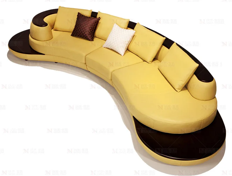 Inek üst sınıf gerçek deri kanepe kesit oturma odası kanepe köşe ev mobilya kanepe ark şekilli katı ahşap modern tarzı