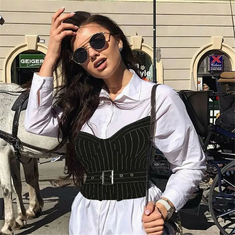 Женский укороченный топ без рукавов из органической кожи летний костюм стильная