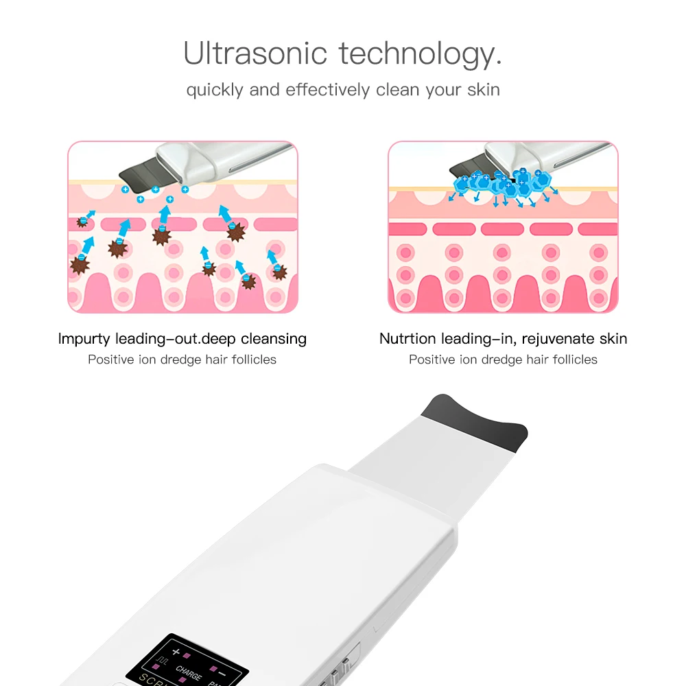 Skin Scrubber Ultrasonic Ion Facial Care Ultrasonic Scrubber Cleaner Blackhead Removal Face Peeling Extractor Skin Beauty Tools