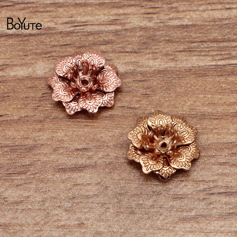 

BoYuTe (100 Pieces/Lot) 14*5MM Metal Brass Three-Layer Filigree Flower Materials Handmade Diy Jewelry Components