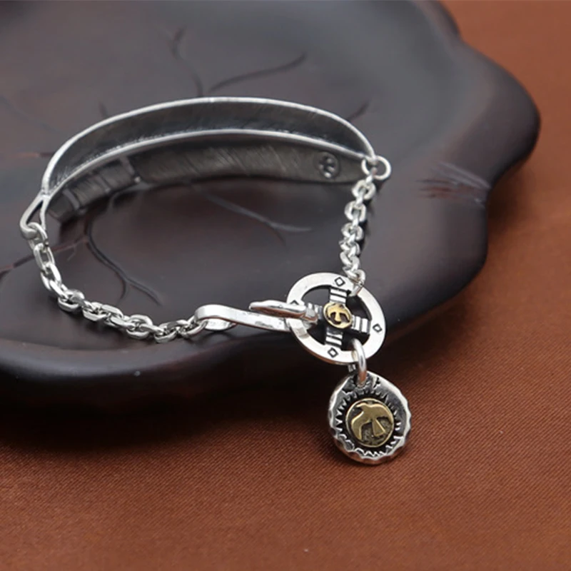 100% чистый 925 стерлингового серебра браслеты для мужчин модные сапоги в