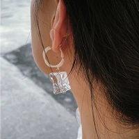 zdmxjl retro simple lucency geometry women earrings ice cube hoop earrings for women girl jewelry accessories gifts