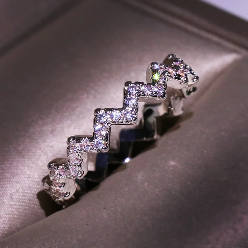 Искрящееся Женское Обручальное кольцо на палец с цирконом класса ААА