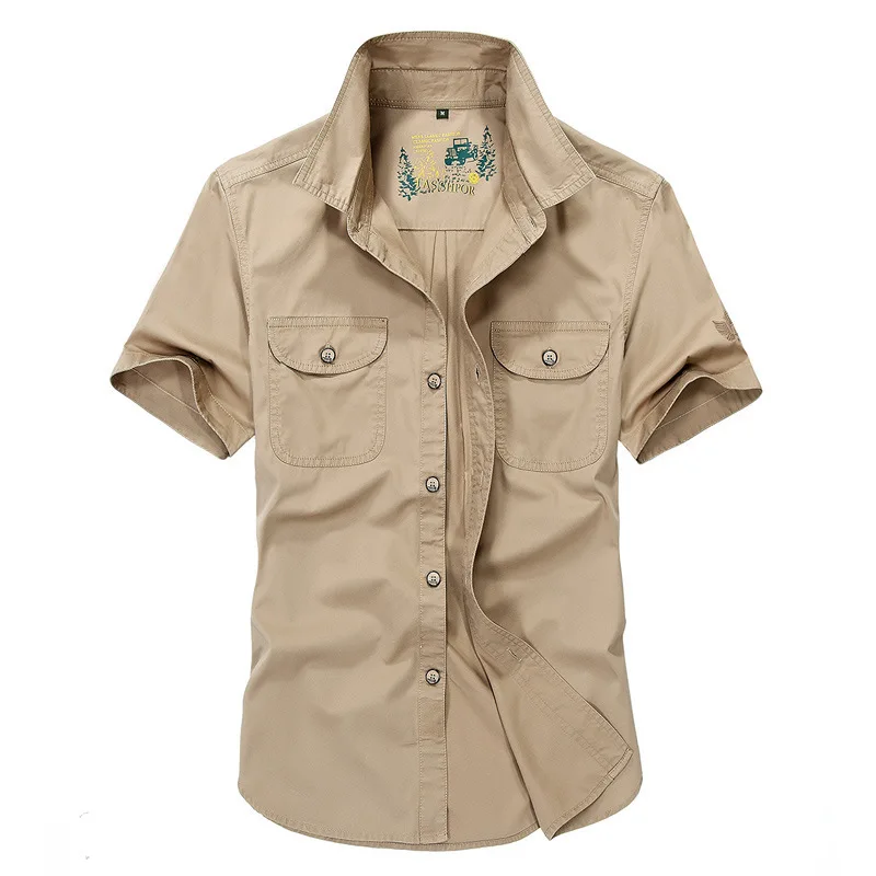 

Military Shirt Men Summer Casual Short Sleeve Turn-down Collar Mens Shirts Plus Size 4XL Camisa masculina Chemise Homme