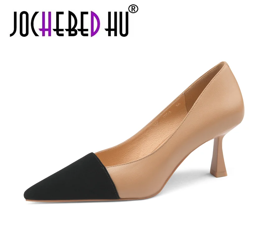 

【JOCHEBED HU】2022 New Women Pumps Real Leather Sexy Pointed Toe High Heel Shoes Woman New Fashion Office Lady Spring Footwear