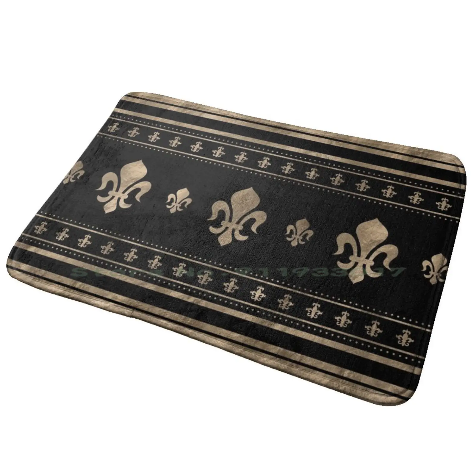 

Роскошный Коврик для входной двери с орнаментом "Лилия", черный и золотой коврик для ванной, коврик с лепестками лилии, древний символ