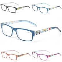 henotin reading glasses spring hinge beautiful pattern printed decorative eyeglasses men women hd reader prescription eyewear