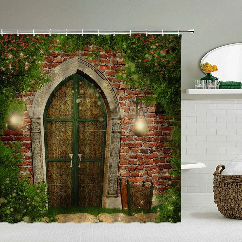 

Dream Fairy Tale Forest Scenery Shower Curtains Waterproof Bathroom Bath Curtain 3d Printing With Hooks 180*180cm Washable Cloth