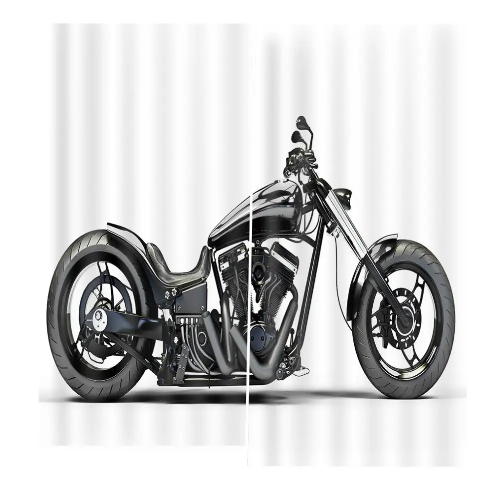 Custom Handsome Motorcycle Cool Man Curtain Print Photo For Living room Bedroom Blackout Window Drapes 2 Panels with Hooks | Дом и сад