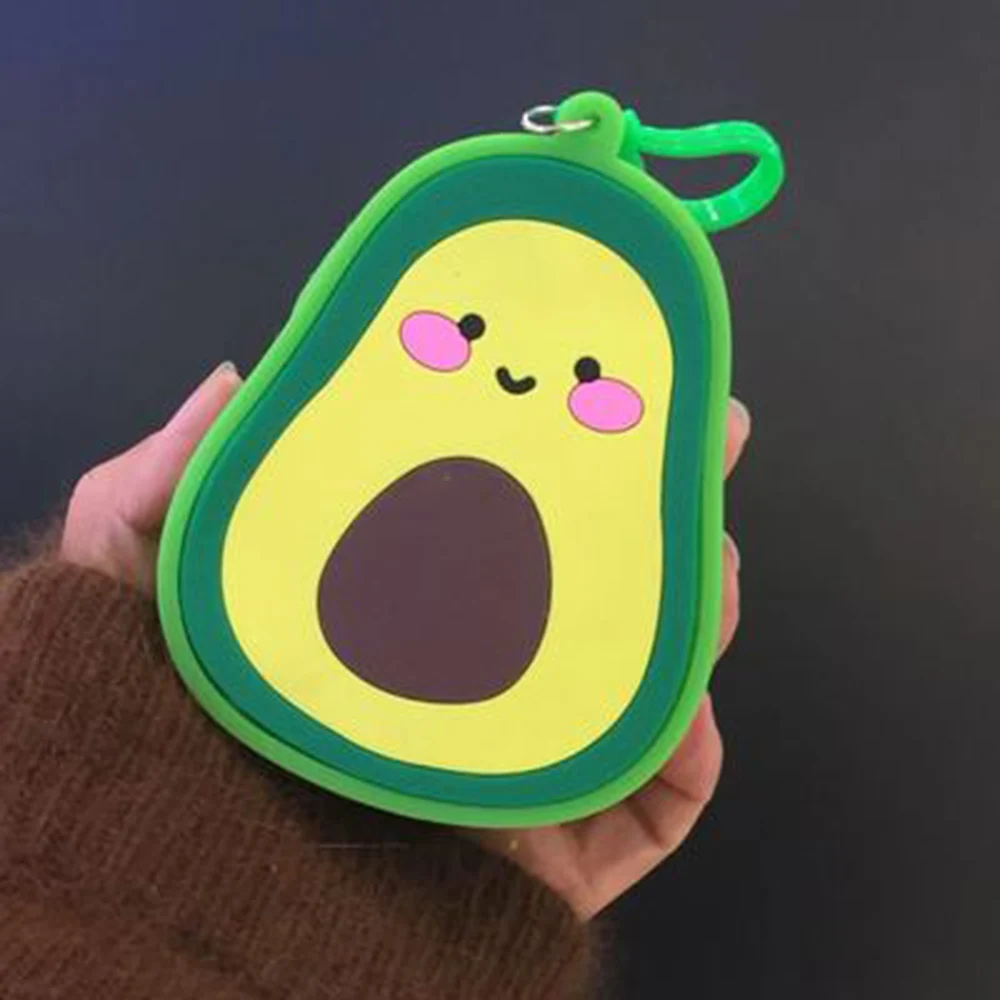 

Fashion Soft Silicone Mini Coin Purse Money Bag Women Wallet Cute Cartoon Avocado Cactus Coin Bag Pouch With Key Ring Kids Gift
