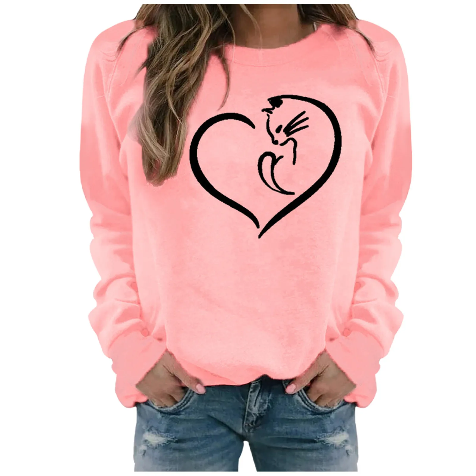 

Winter Womens Casual Long Sleeve Tops Ladies Print Sweatshirt Blouse Tee Sweater Daily, Fashion Style Comfortable Materials