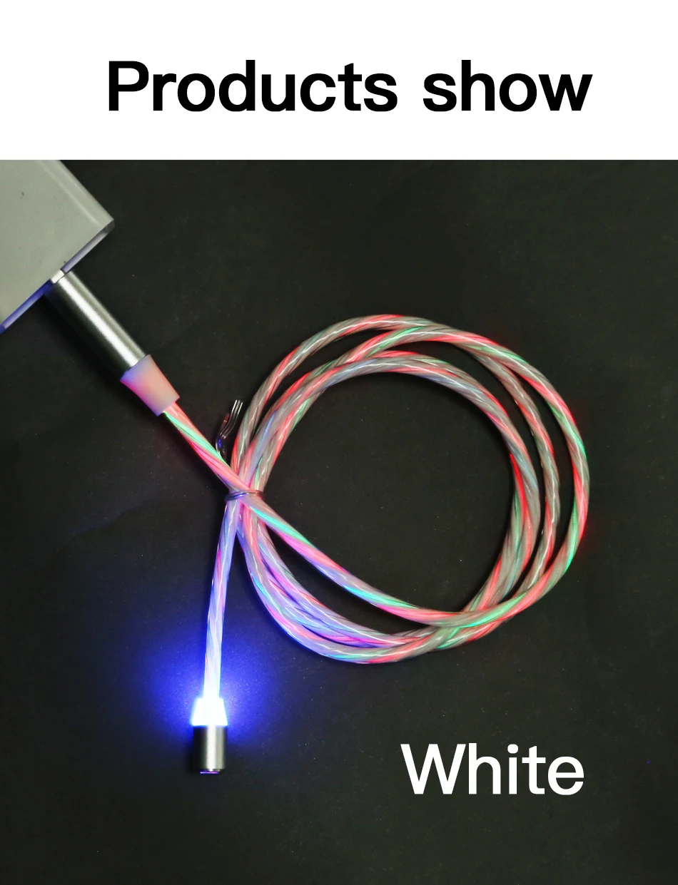 ACCEZZ светодиодный магнитный кабель для быстрой зарядки, магнитный кабель Micro usb type C, Кабель зарядного устройства для iPhone X 7 samsung S10, шнур для Android