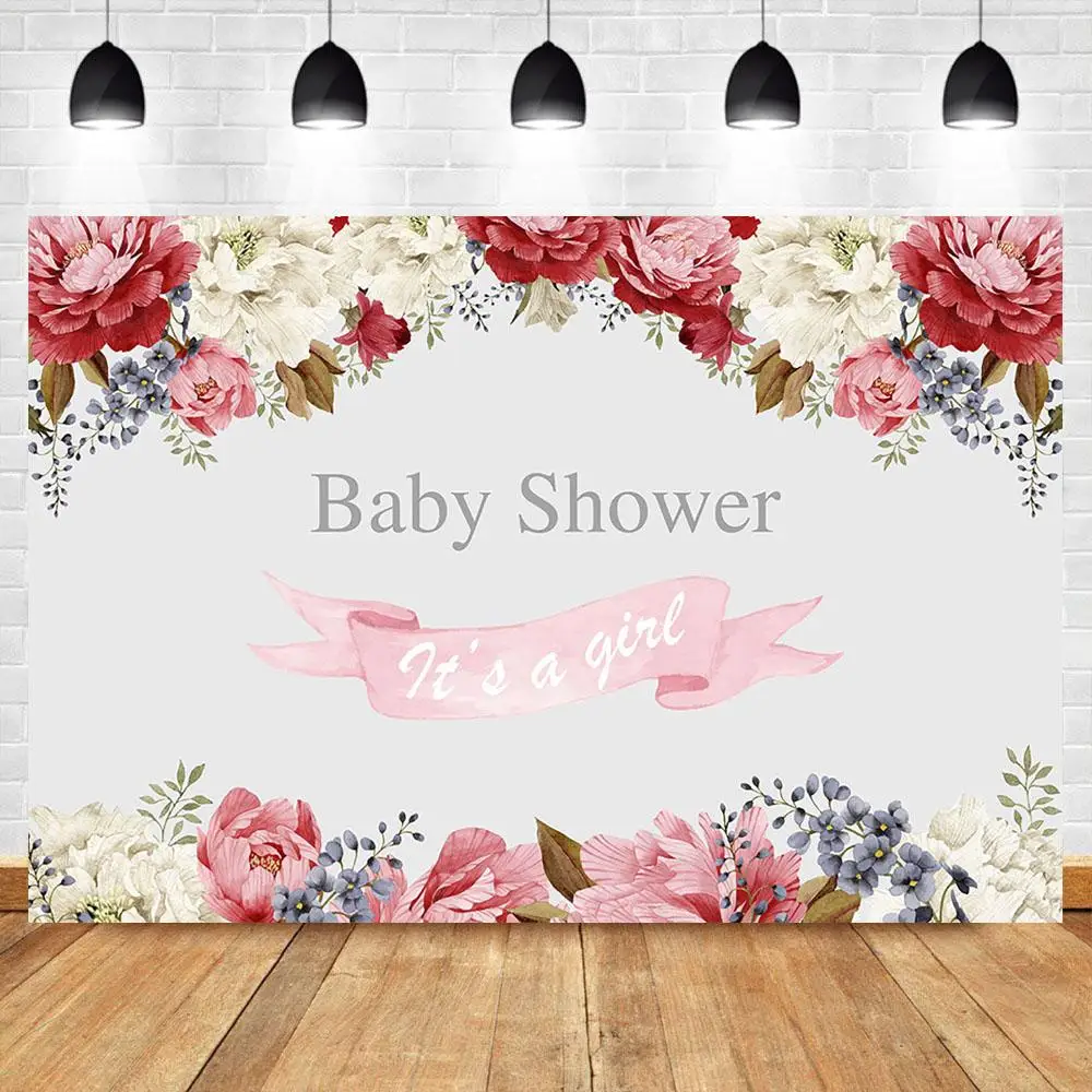 

Nitree It's a Girl Baby Shower декорация розовый красный белый цветочный фон для фотографирования детей