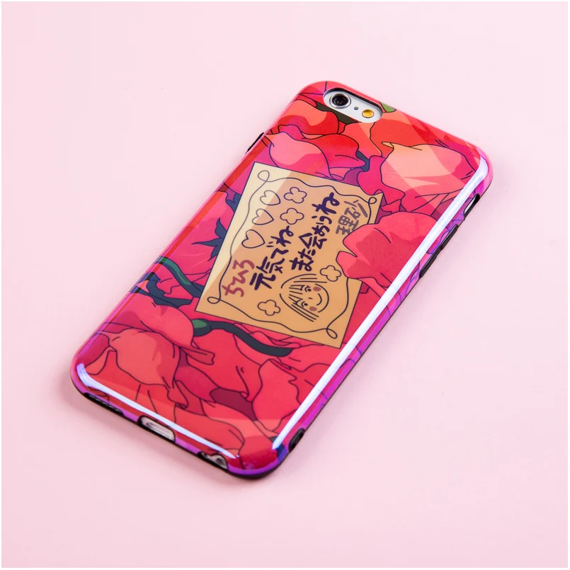 Luxury bling Blue Ray Soft Silicone Case for iPhone XR 6 6S 7 8 Plus X XS Max Cover Cute Girl Hot Pink Pattern Japan OAD Coque |