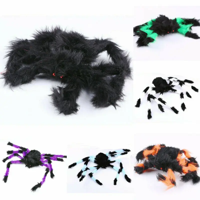 Хэллоуин Поддельные меховой паук ужасный в стиле Харадзюку трюк лечения