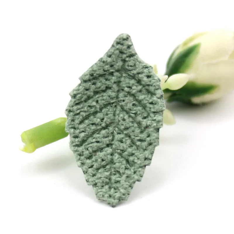 Green 40 шт., 1,5*3 см, шерстяная Цветочная аппликация в виде листьев для детских поделок, аксессуары для головных уборов, заколки для волос, украшения - Цвет: Green