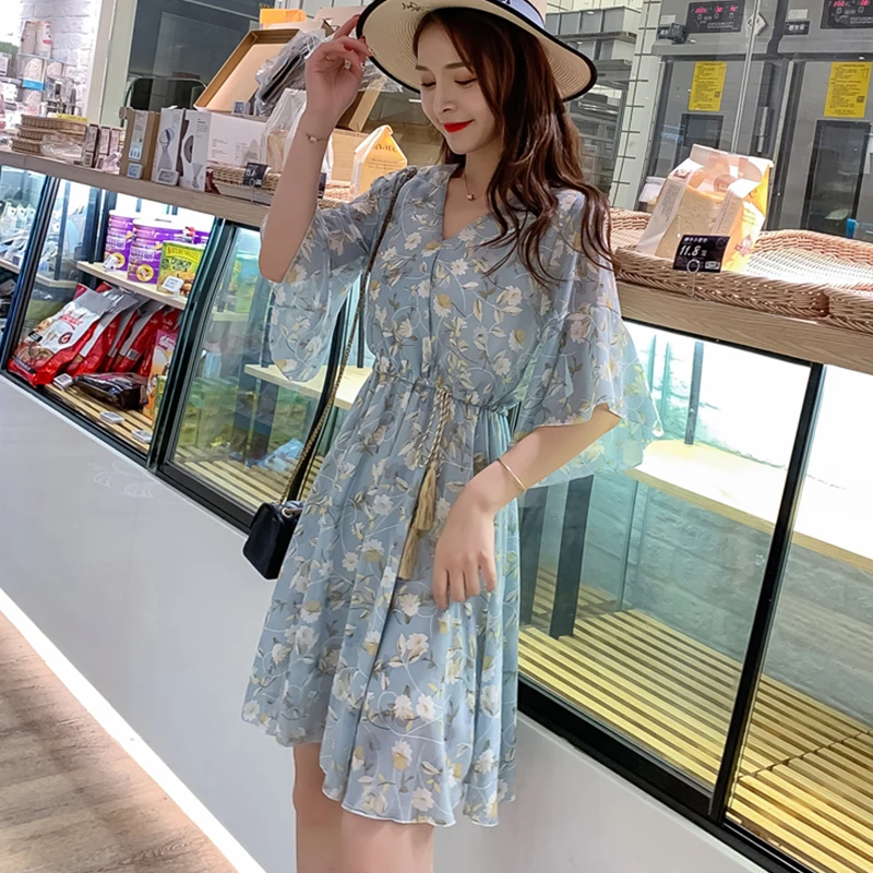 Платье женское шифоновое с запахом пикантное Клубное вечернее цветочным принтом