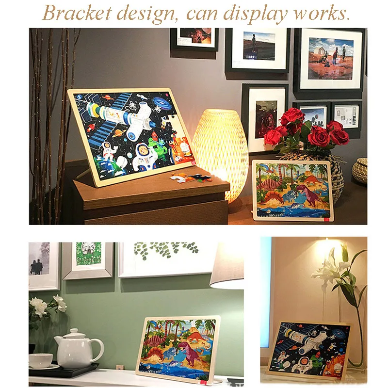 

TOI 48PCS Puzzles Kids Wooden Puzzle Cartoon Animal/Traffic Jigsaw Toy Baby Educational Learning Toys for Children Gift