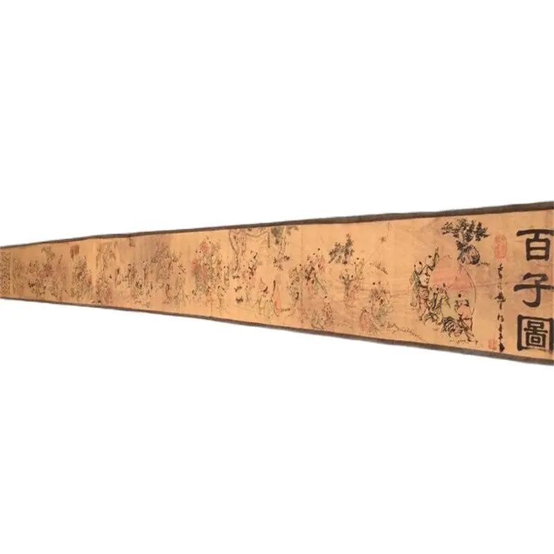 

China Ancient Picture Paper Long Scroll Painting Hundred Child Graph