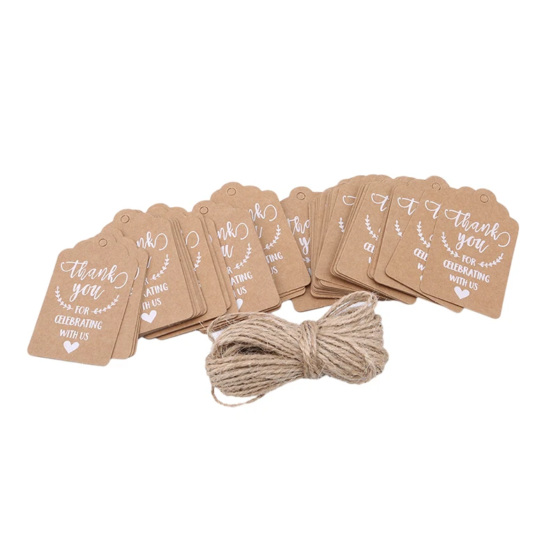 

50Pcs/pack Vintage Kraft Paper Gift Cards Wedding Party Card Love Thank You Invitation Tag Card Decoration Paper Crafts