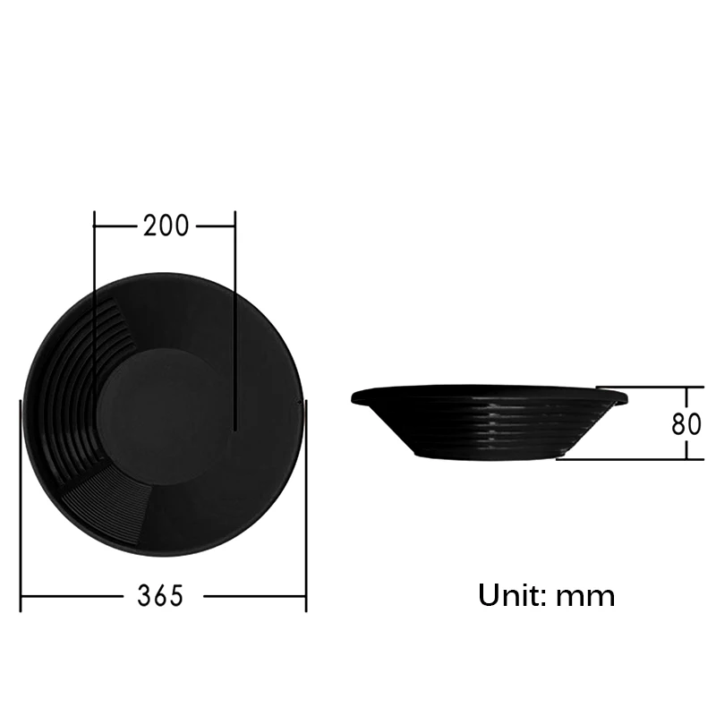 Черный пластиковый Золотой поддон для поиска самородков пескопромывки золота