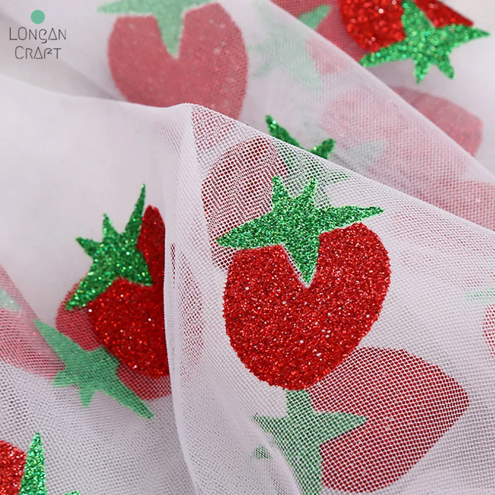 Модная Тюлевая ткань с принтом клубники сетчатая свадебная для шитья платья юбка