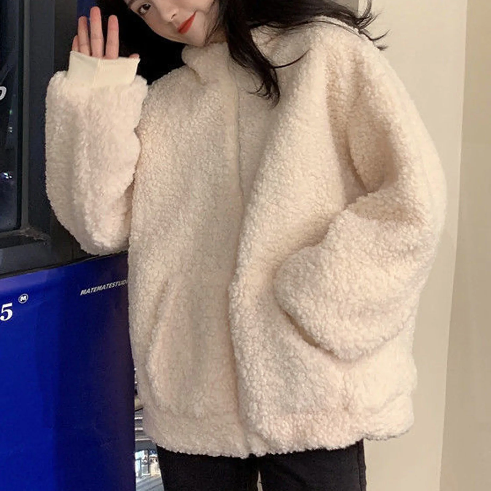 

2021 Autumn Winter Women Hoodies Kawaii Bear Ears Fashion Hoody Casual Pocket Solid Color Warm Plush Sweatshirt Hoodie For Women