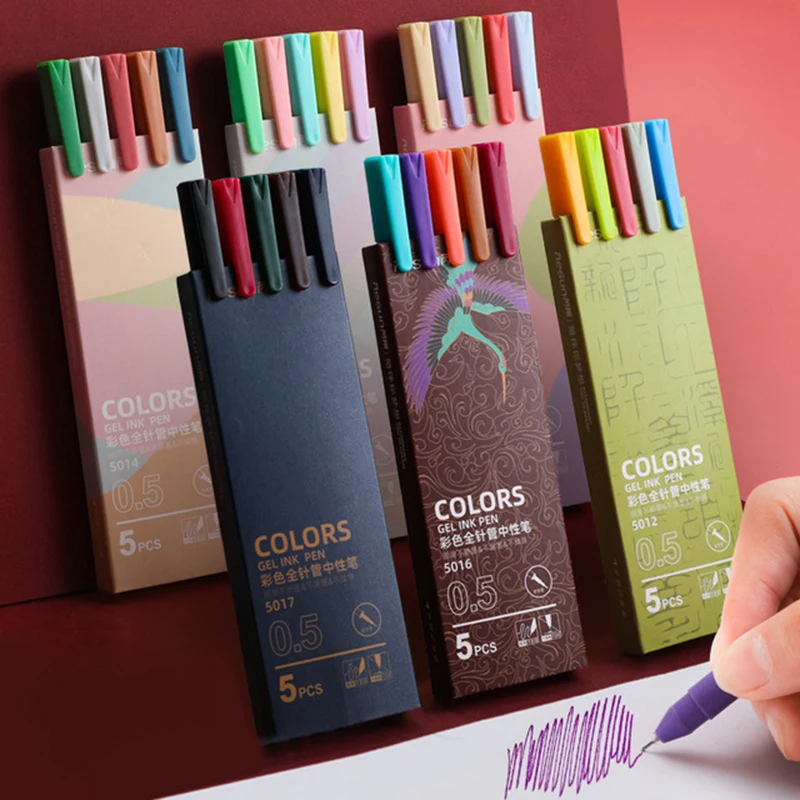 

Morandi Color Retractable Gel Pen 0.5mm Utra-fine Pen Tip 5PCS/Set Pen School Office Students Stationery Supply