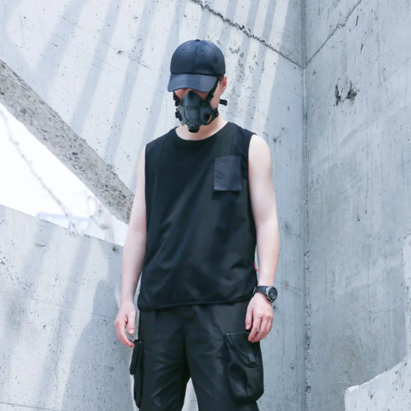 Силенstorm Techwear Мужская быстросохнущая сетчатая Черная майка рубашка без рукавов в