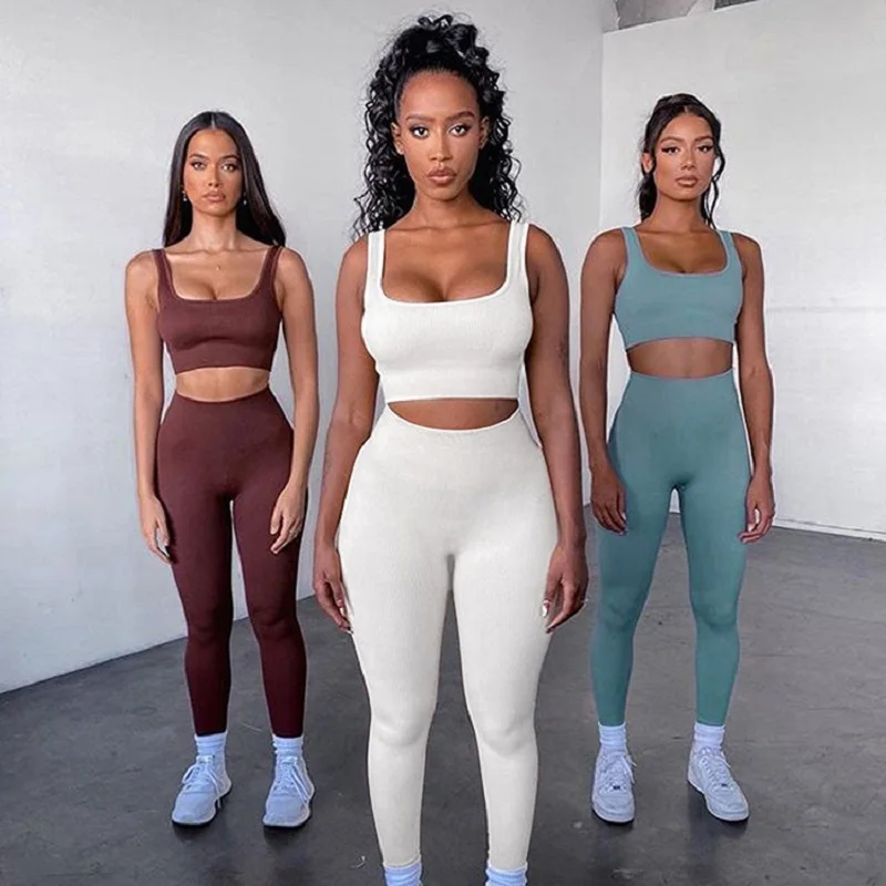 

Women Yoga Sets Seamless High Waist Squat Proof Fitness Leggings Workout Set Fitness Sportswear Gym Outfits Running Sports Set