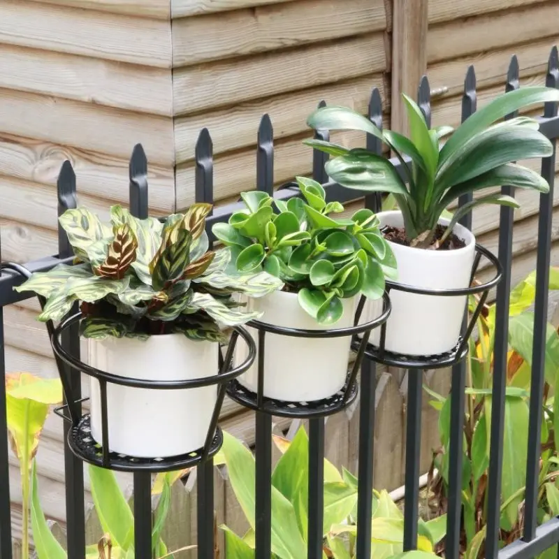 

3Sizes Outdoor Hanging Basket Plant Iron Racks Garden Supplies Fence Balcony Round Flower Pot Home Decoration