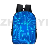 cool 3d print circuit board electronic chip backpacks for school teenagers boys anime circuit chip bag 16 inch back pack men