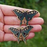 elegant pretty moon moth hard enamel pin kawaii cartoon butterfly moons pendant medal brooch fashion unique lapel backpack pins
