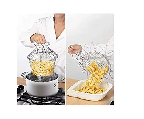 Мульти-Функция складной промыть Нержавеющая сталь жарочная корзина Кук